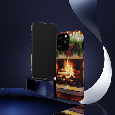 Candles on the Hearth Decorated for Christmas - Impact Resistant Phone Case